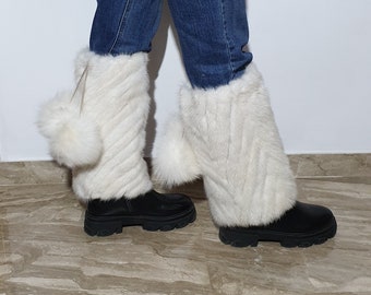 Fur leg cuffs, leg warmers,mink cuffs, boot  fur cuffs