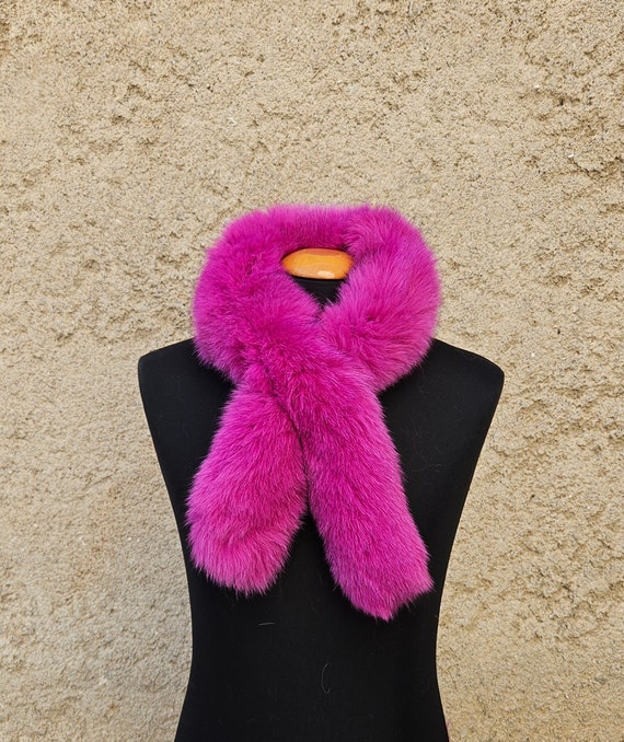 Fur Scarf, Fuchsia Fox Scarf,real Fox Fur - Etsy