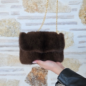 Fur bag,mink fur bag, real brown fur bag
