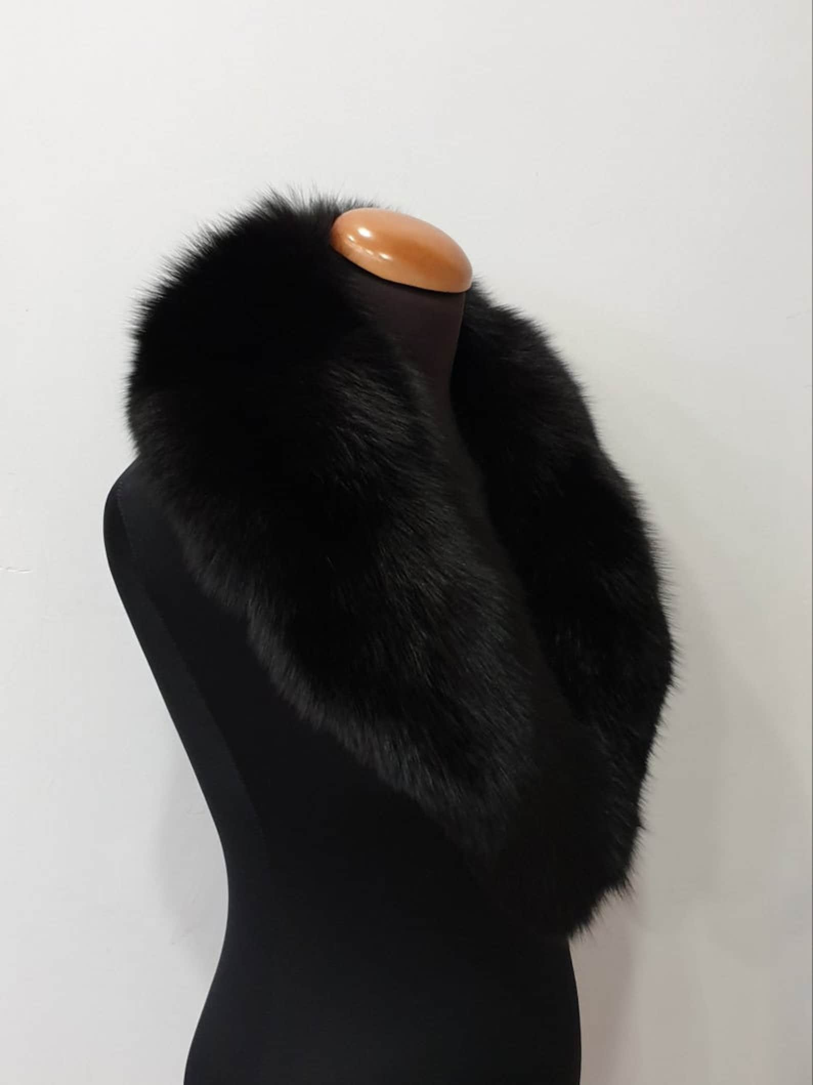 Fur Collar Fox Fur Collarblack Fur Collar - Etsy