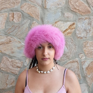 Hot Pink Fox Fur Headband