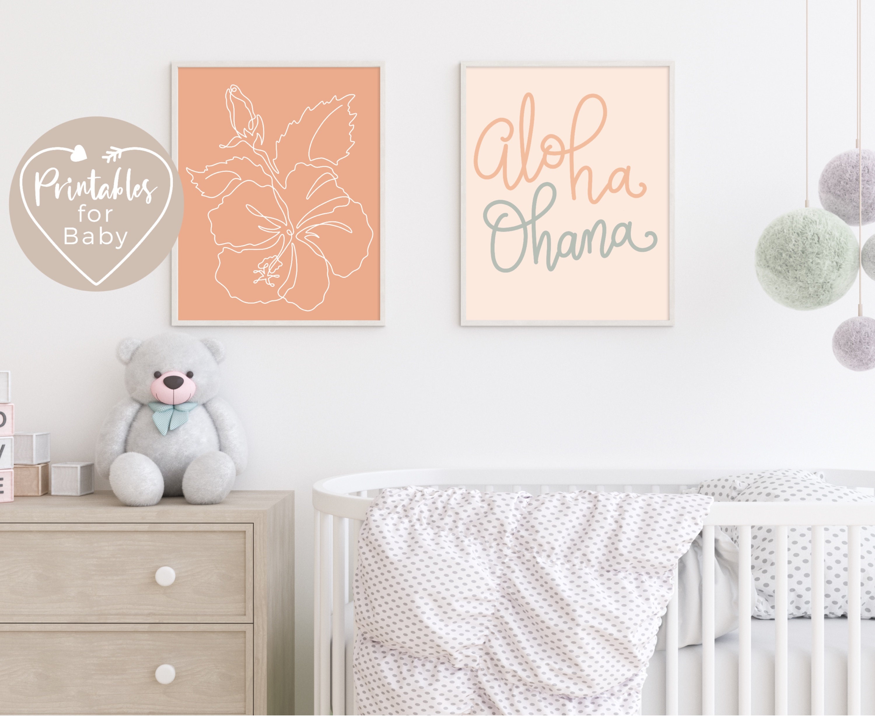 Hawaii Nursery Art Modern One Line Botanical Print Set Etsy