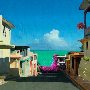 Town of Isabela Puerto Rico Fine Art Giclée Print, | Great Gift Ideas | Unique Paintings | Traditional Artwork | Artistic Merchandise