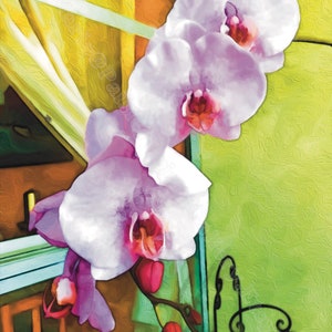 Orchids on the Veranda Fine Art Giclée Print | Great Gift Ideas | Unique Paintings | Traditional Artwork | Artist Designed Merchandise