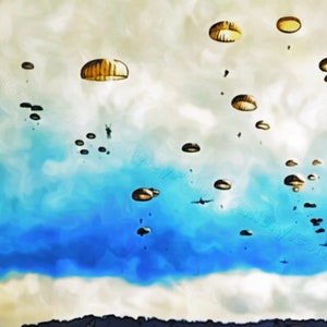 Raining Paratroopers Fine Art Giclee Print