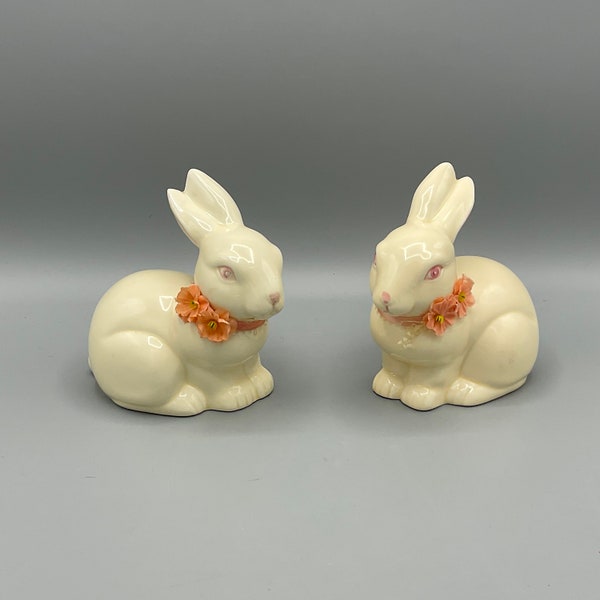 Pair Of Lefton China Bunny Figurines