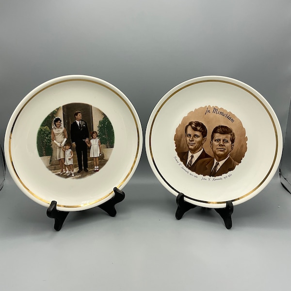 John F Kennedy Family and Memoriam Plates Set of 2