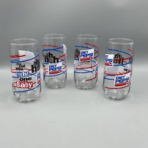 Vintage 1980s Diet Pepsi Cola “Uh Huh” Glasses—Set of 4