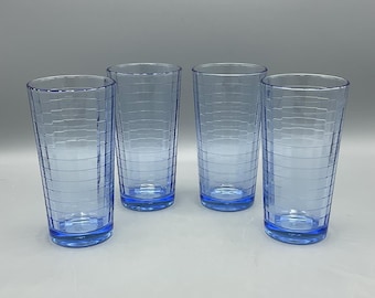 Pasabhace Scotch Blue Block Optic Highball Glasses—Set Of 4