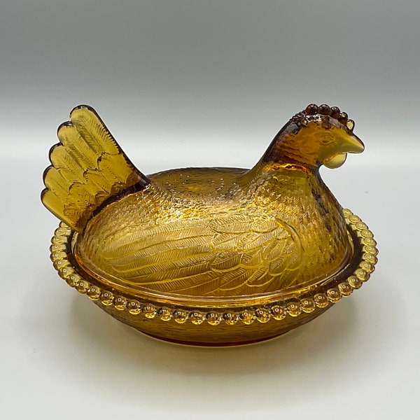 Indiana Glass Amber Huhn auf Nest