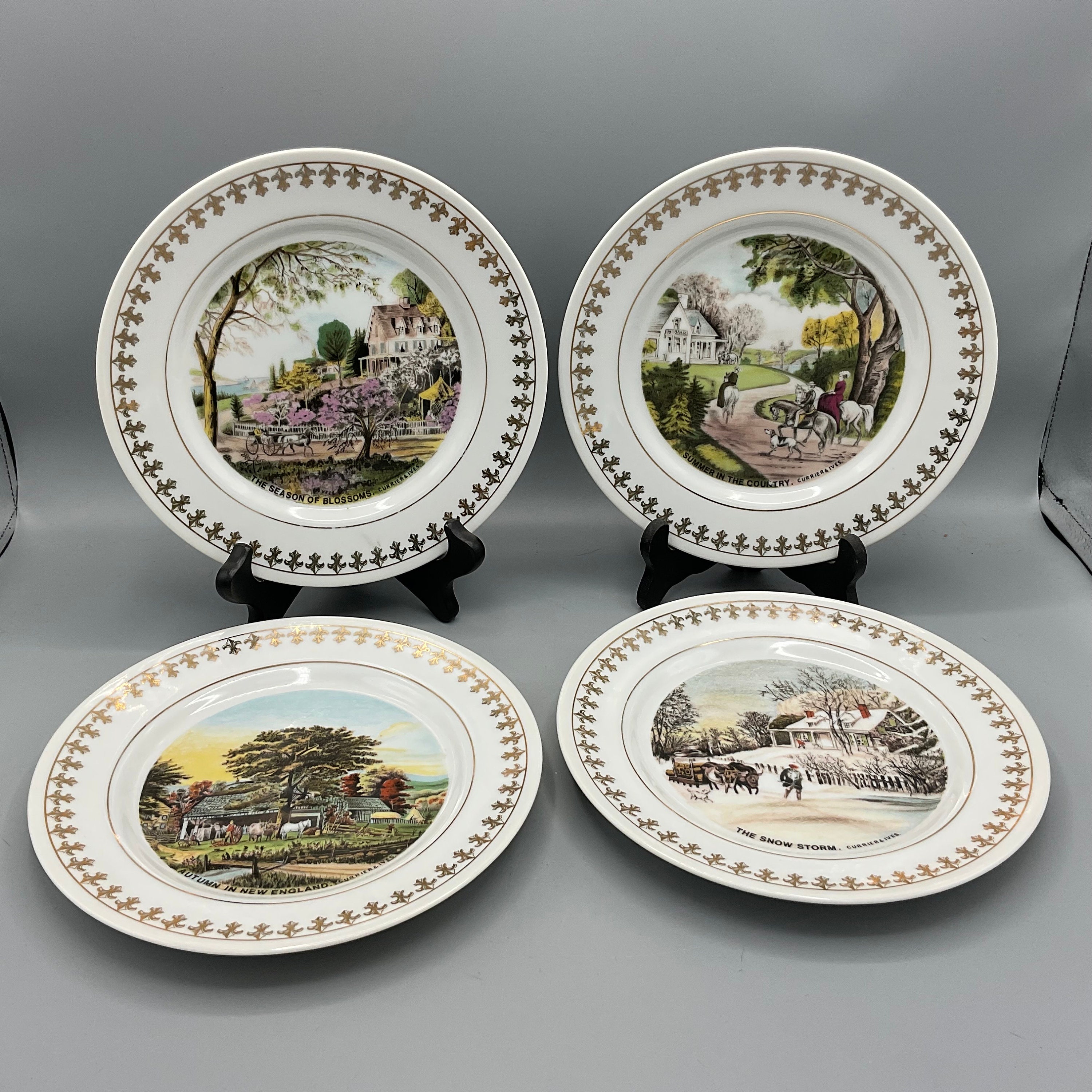 Currier Ives Roy Thomas Collection Four Seasons Platesset of 4 Etsy