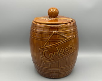 McCoy USA Brown Barrel Cookie Jar