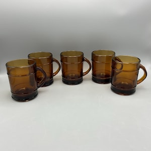 Fire King Brown Round Barrel Coffee Mugs—Set Of 5