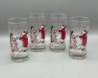 Vintage Holly Hobbie American Greetings Christmas Glasses—Set of 4