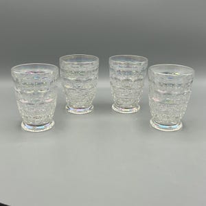Federal Glass Yorktown Colonial Iridescent Thumbprint 4” Juice Glasses—Set Of 4