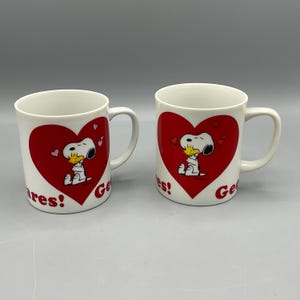 Vintage Snoopy & Woodstock “Gee, somebody cares!” Collectible Coffee Mugs—Set of 2