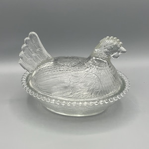 Indiana Glass Clear Glass Hen on Nest - Etsy