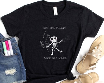 Chemise d'Halloween pour enfants squelette dansant