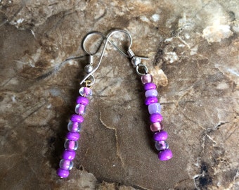 Purple drop earrings