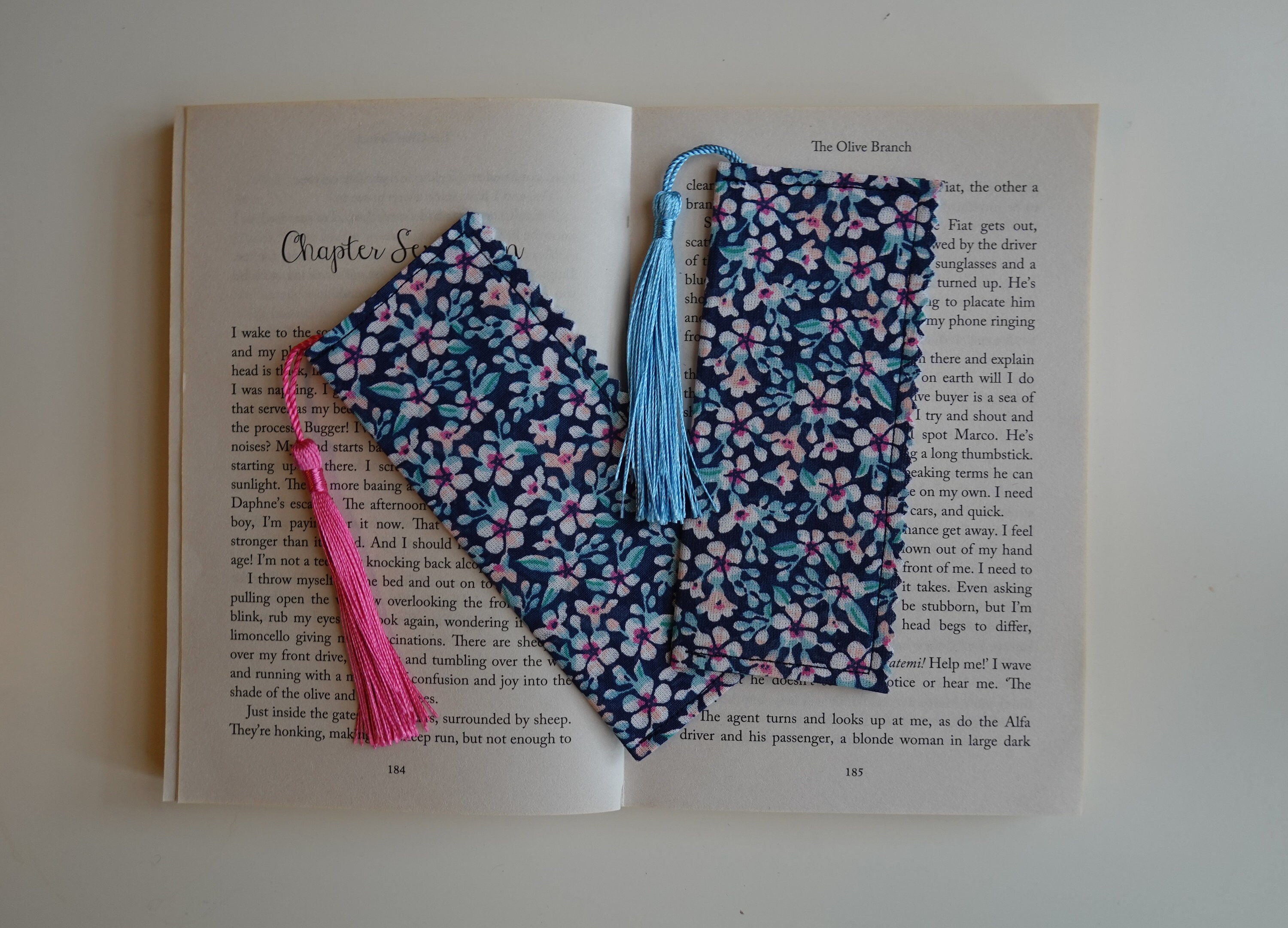 Handmade Blue Floral Fabric Bookmarks with tassels Gift for Etsy
