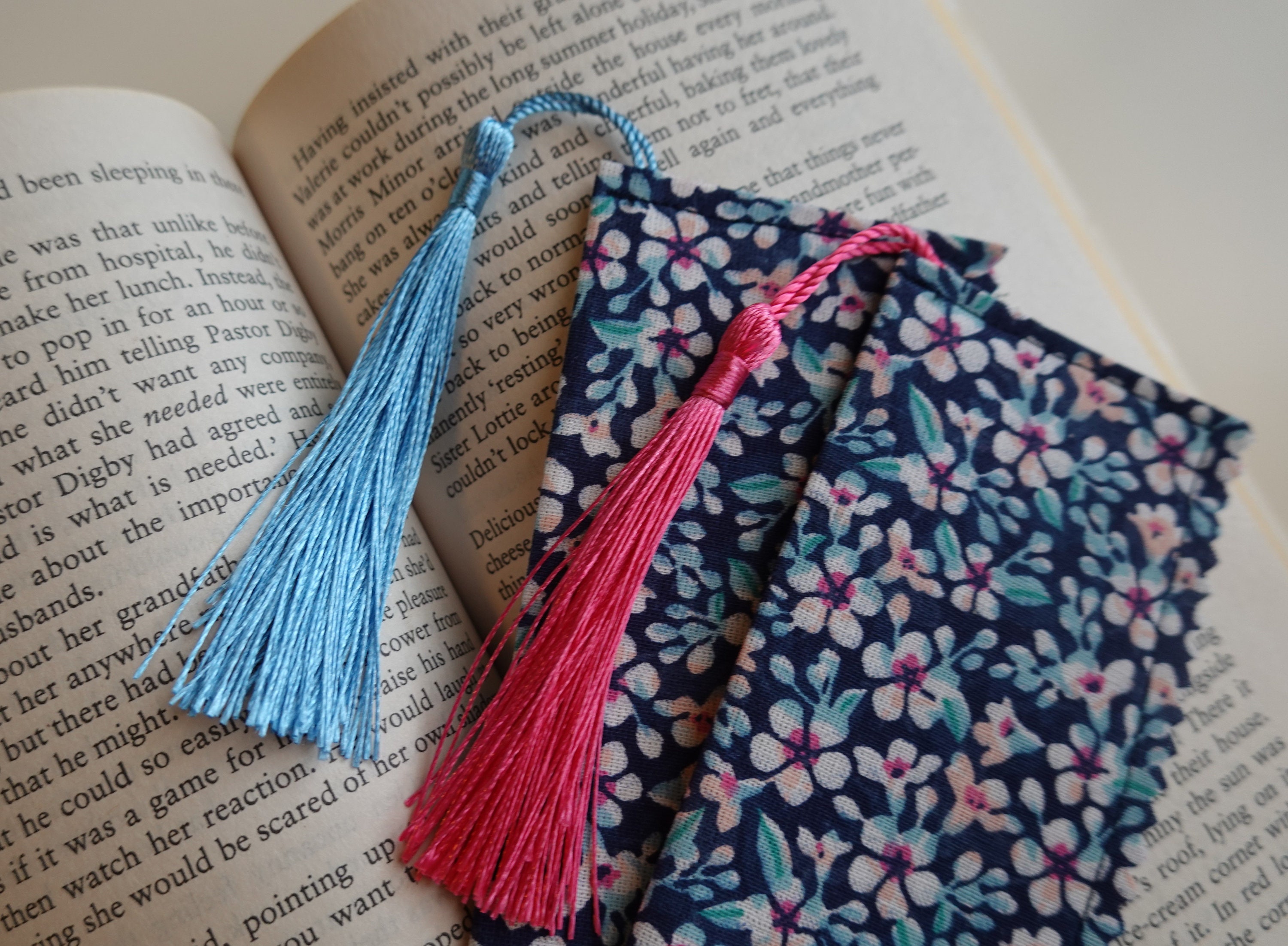 Floral Fabric Bookmarks With Tassels Gift for Book Lovers Etsy