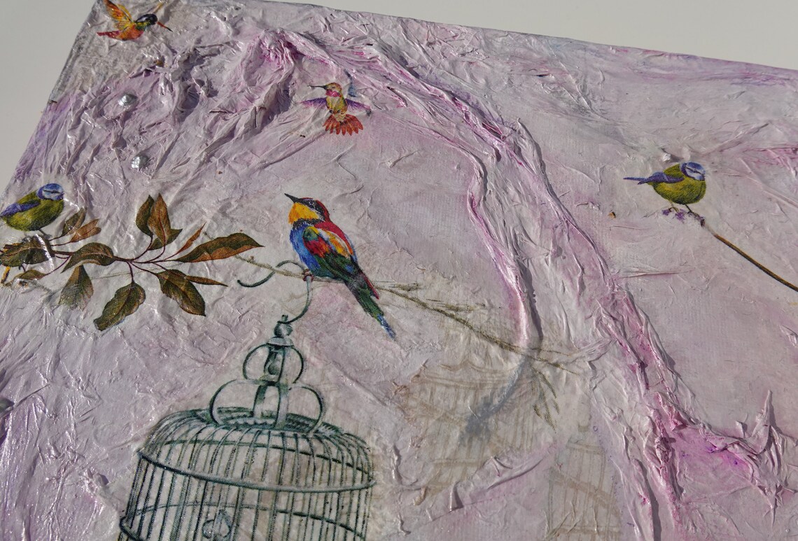 Découpage Wall Art on Canvas shabby chic art mur violet un Etsy