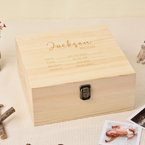 Personalisierte Baby Erinnerungsbox, Erinnerungsbox, Gravur Kiefernholz Box, Benutzerdefinierte Neugeborenen Baby Geschenk für Mädchen Jungen, Geburtstagsgeschenk, Taufgeschenk