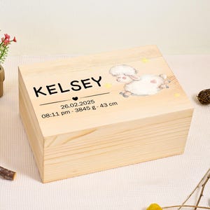 Bonita caja de recuerdos para bebé con diseño de oveja, ideal para recién nacidos, niño o niña, regalo de bautizo o cumpleaños, caja de madera para guardar recuerdos de Navidad.