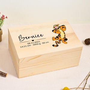 Caja de recuerdos con diseño de oso Winnie Pooh para recién nacidos, personalizada para niños, para niñas, regalo de bautizo o cumpleaños.