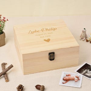 Engraved Baby Memory Box Large/Small, Wooden Keepsake Box, Personalised Memorial Box For Baby, Newborn Gift Box, Storage Box, Cute Baby Gift