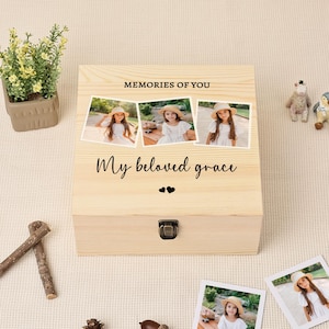 Personalised Photo Memory Box | Memorial Keepsake Box | Family Memorial Gift | Square Storage Box | Custom Memorial Gift | Bereavement Gift