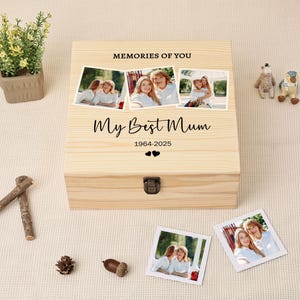 Custom Memorial Keepsake Box with 3 Photos | Family Memorial Gift | Picture Memory Box | Large Wooden Box | Memorial Gift | Bereavement Gift