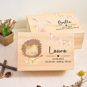 Caja de recuerdos personalizada para recién nacidos con un adorable animal y nombre, caja de recuerdos para bebés, caja de regalo de Navidad para niño/niña, regalo de bautizo, caja de regalo de cumpleaños