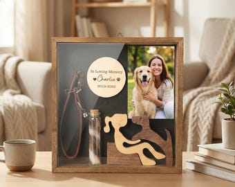 8,6 inch huisdier gedenkteken schaduwdoos met acryl hoes: gepersonaliseerde aandenken geheugendoos, huisdier verlies sympathie kat hond moeder cadeau aangepaste herinnering