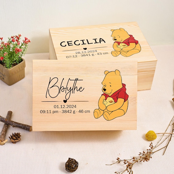 Custom Baby Keepsake Box, Winnie Pooh Duck, Memory Box for