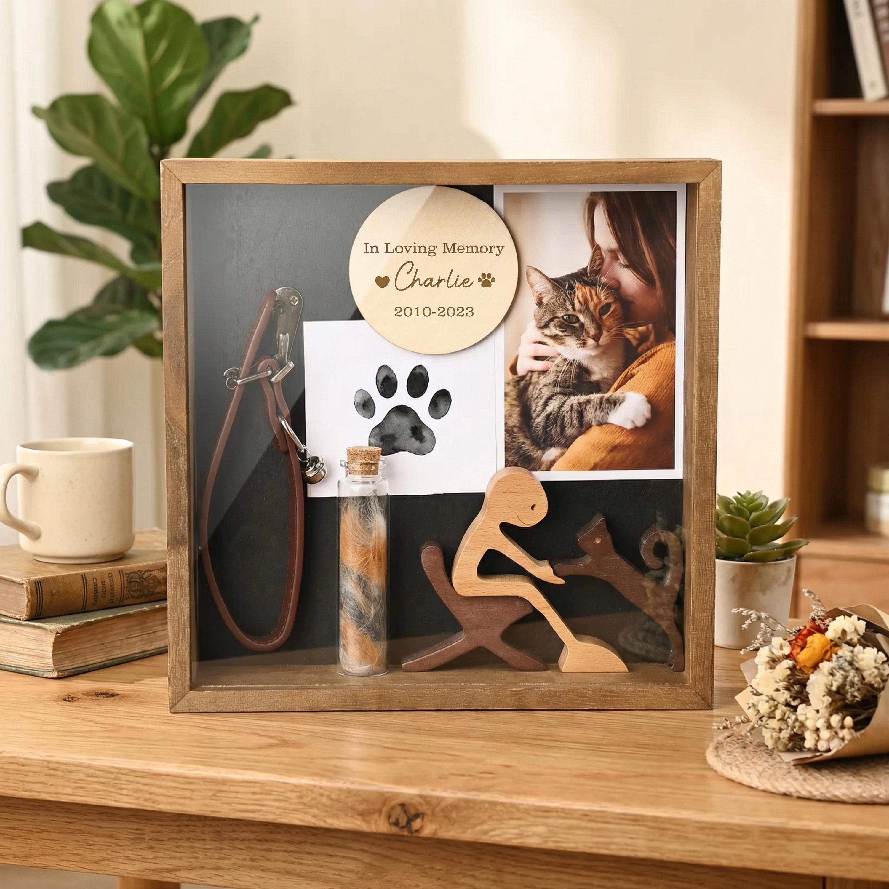 Pet Memorial Shadow Box With Collar Hook: DIY Pet Paw Print Kit, Bottle ...
