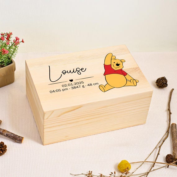 Winnie the Pooh Memory Box Baby Keepsake Box Personalised Name