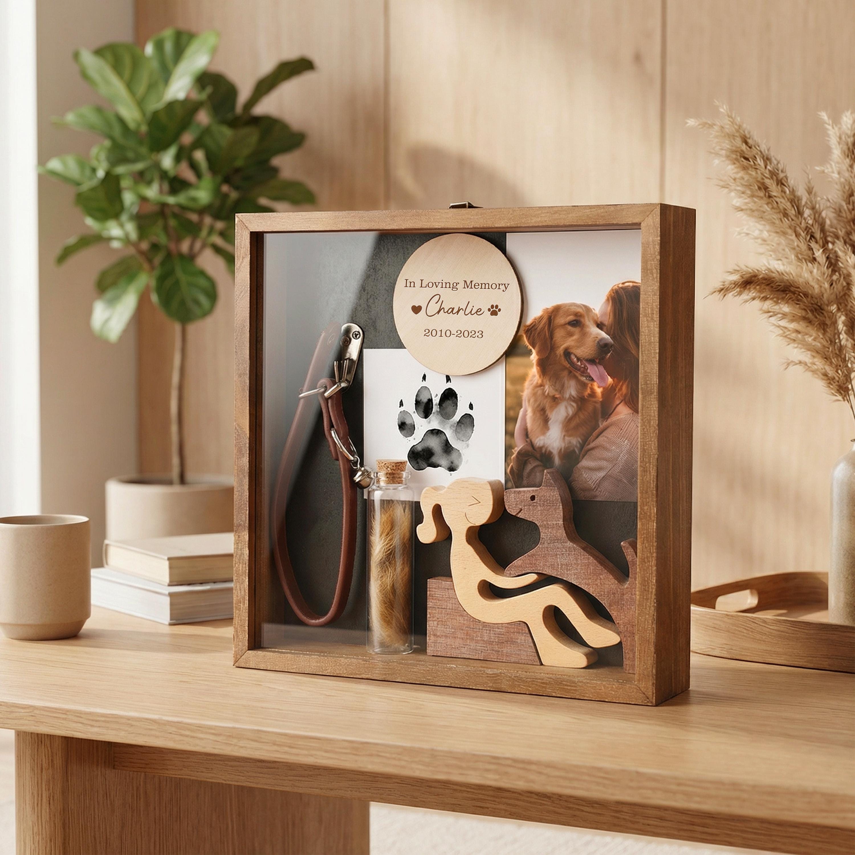 Pet Memorial Shadow Box With Collar Hook: DIY Pet Paw Print Kit, Bottle ...