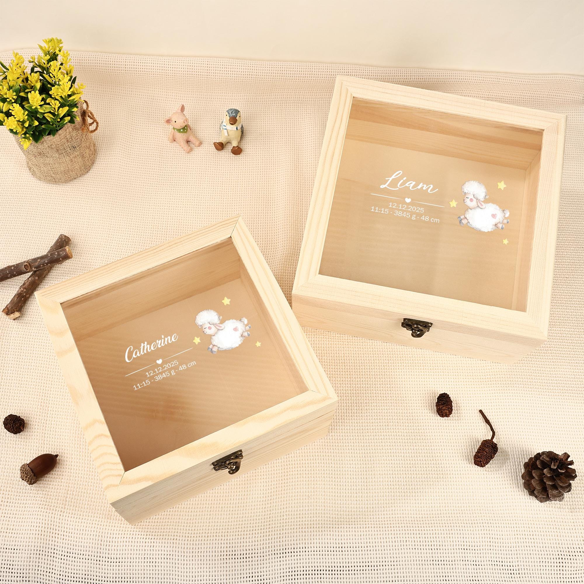 Cutecore Sheep Pattern | Baby Birthday Keepsake Box With Name, Baby ...