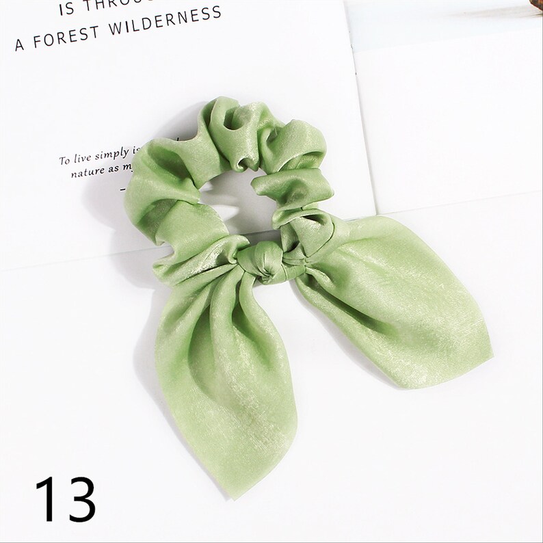 Pure Color Bunny Ears hair accessories|hair ties|bridesmaid proposal|hair ribbon|hair scarf scrunchie|hair bows|wedding gift|scrunchies set