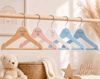 Engraved Kids Hanger with Name, Personalized Baby Wooden Hanger, Custom Nursery Clothes Hanger, Child Closet Decor, Toddler Gift