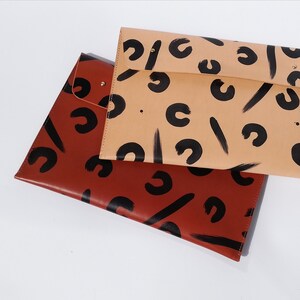 Hand painted personalised leather document case / leopard design document holder / Folder case / Portfolio folder / document carrier