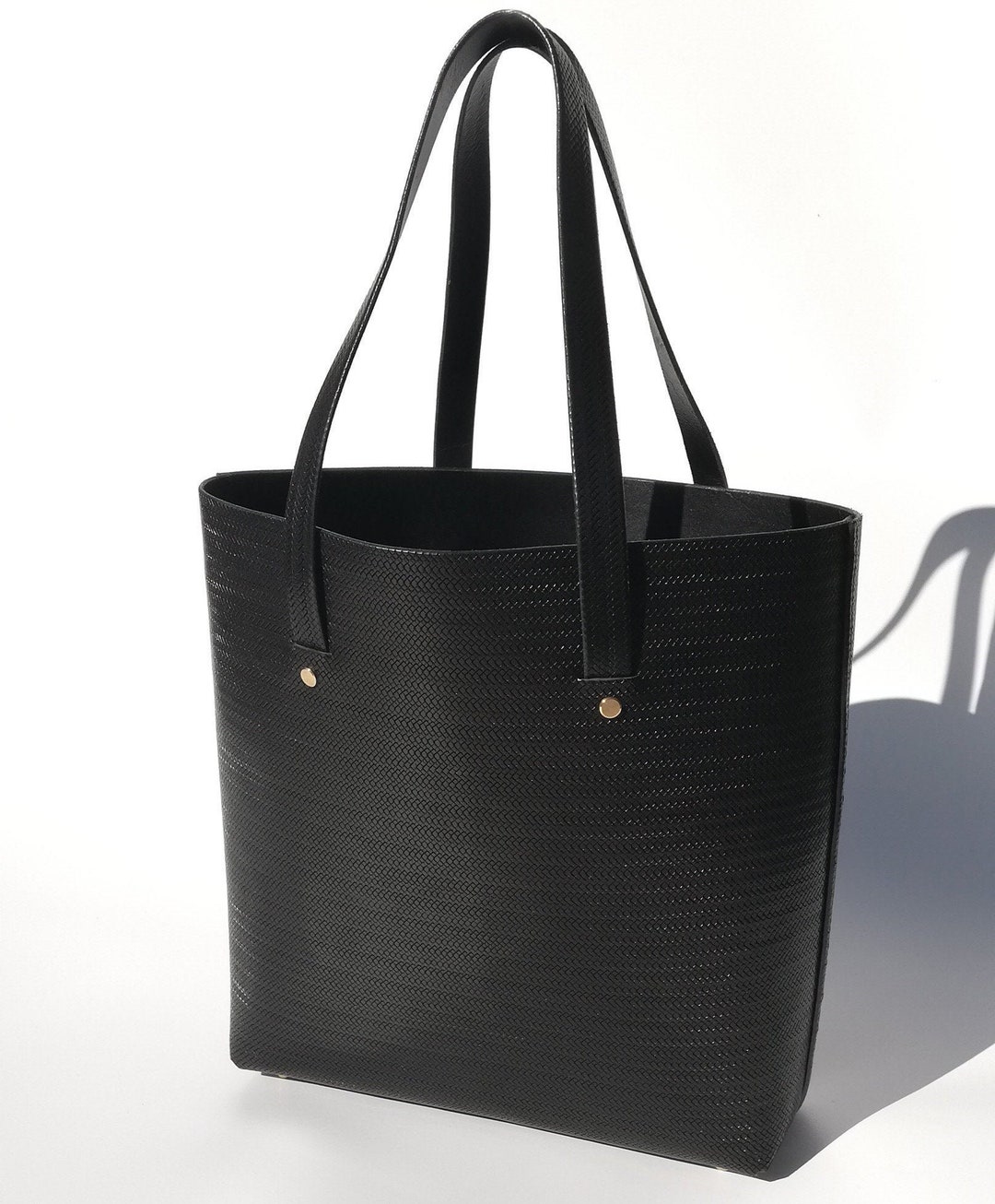 Black Tote Bag Cut Weave / Shoulder Bag / Tote Bag / Bucket Bag