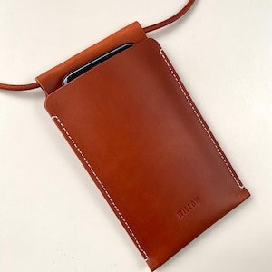 Leather Phone bag / phone carrier / Crossbody bag / Phone protector / phone bag / phone shoulder bag / mobile phone bag pouch Tan