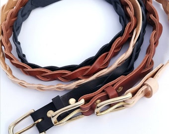 Braided belt - Wide / plaited belt / belts / leather belt / handmade belt / brown belt / black belt