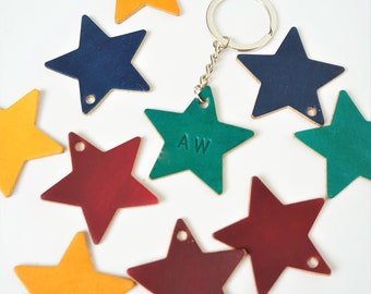 Marbled personalised leather star keyring / key fob / gift for kids / gift ideas / funky keyring / kids gifts / leather keyring