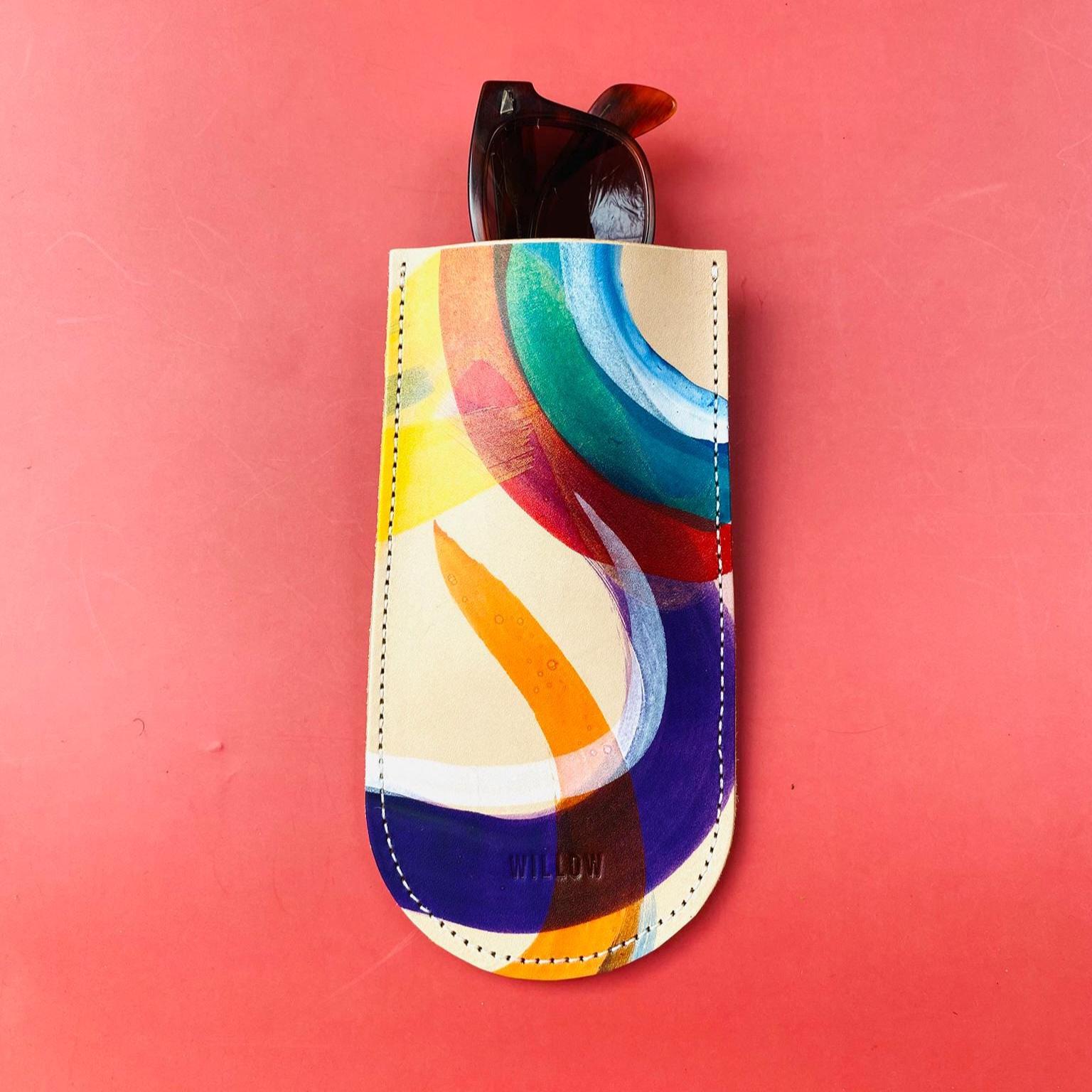 Colourful Leather Glasses Case - Hand Painted / Leather  display picture 1