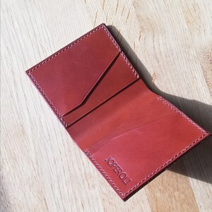 Portefeuille en cuir / Portefeuille personnalisé / porte-cartes en cuir / portefeuille mince en cuir / étui à cartes minimaliste / pochette de carte / anniversaire de 3 ans image 3