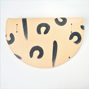 Large leopard slim half moon crossbody bag / handmade / Leather waist bag / Leather belt bag / Half moon fanny pack / Leather clutch zdjęcie 6