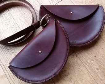 Small Chocolate Brown leather half moon crossbody bag / cross body bag / leather hip bag / leather waist bag / belt bag / leather fanny pack